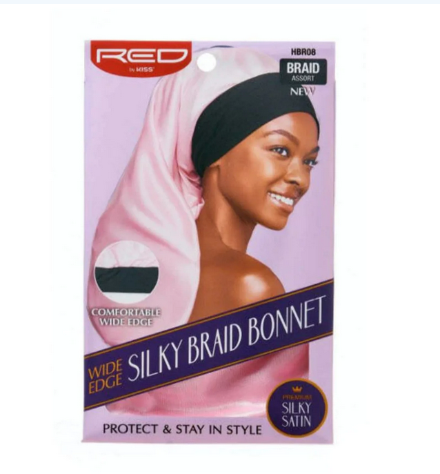 RED BY KISS Luxury Satin - WIDE EDGE Braid Bonnet - Assorted Pink / Purple / Red #HBR08