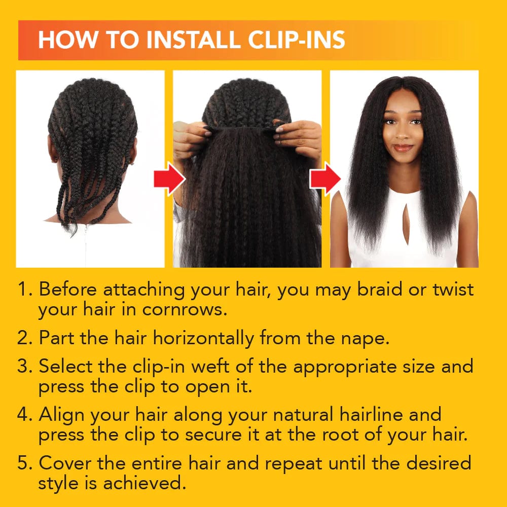 Luv Clip In 9pcs - Natural Kinky Straight 18
