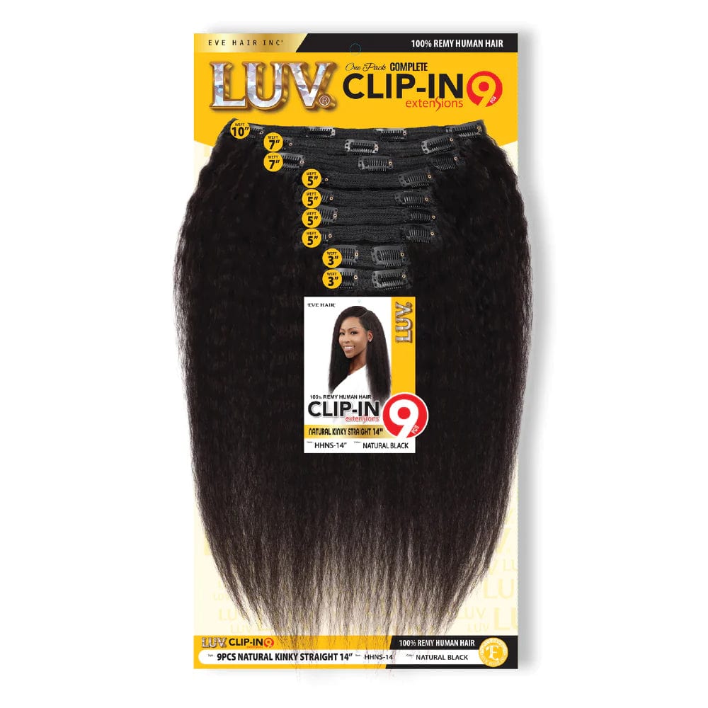 LUV CLIP IN 9PCS-NATURAL KINKY STRAIGHT 14