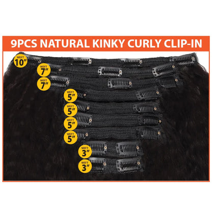 Luv Clip In 9 pcs - Natural Kinky Straight 14" HHNS-14