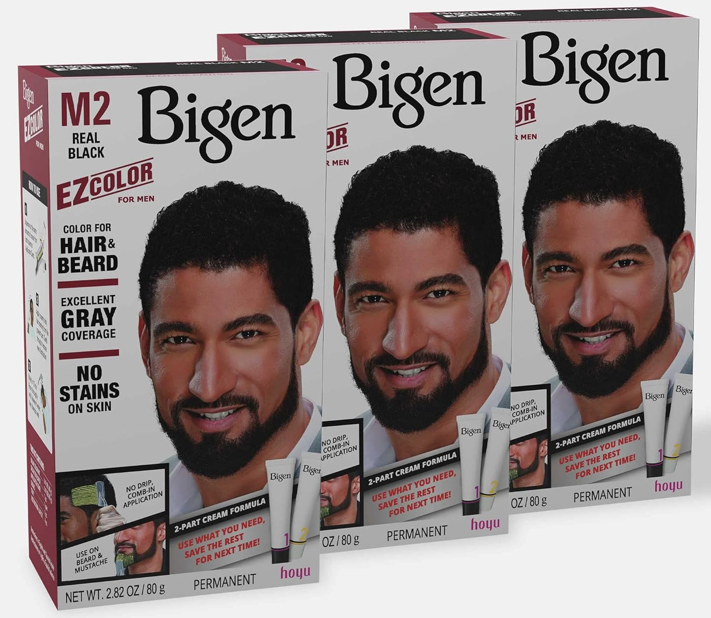 3 PACK BIGEN EZ COLOR FOR MEN M2 REAL BLACK