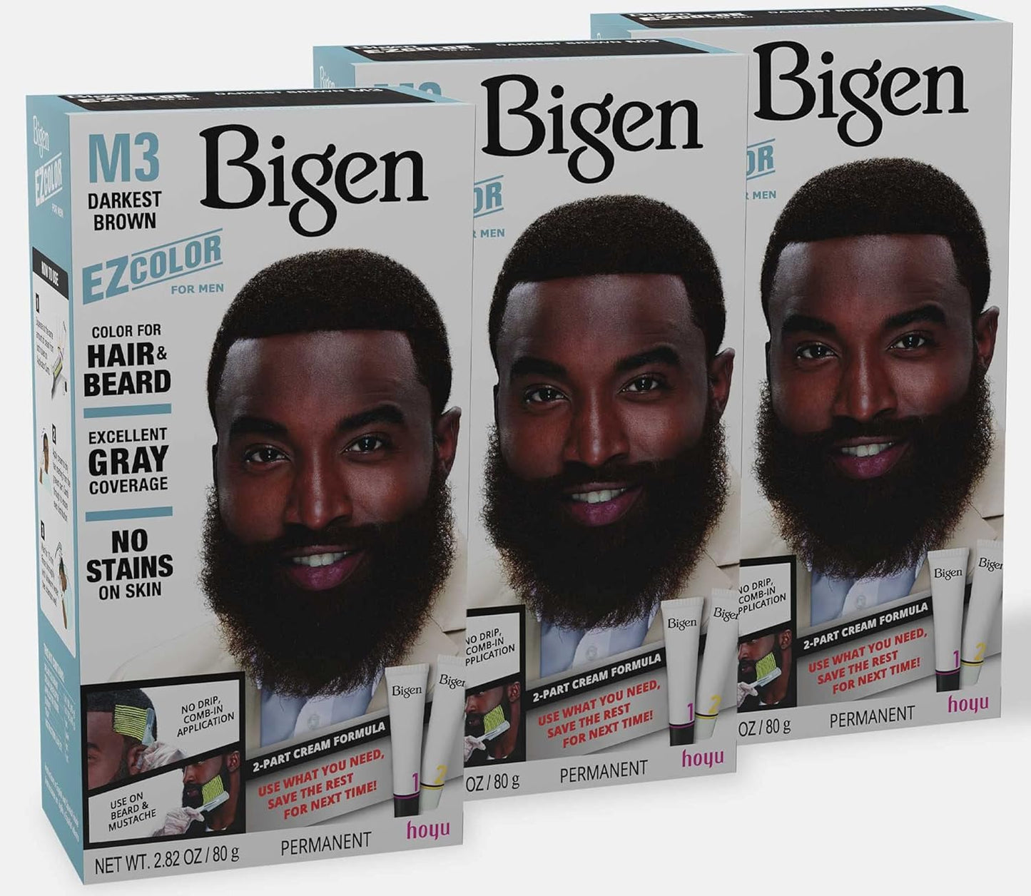 3 PACK BIGEN EZ COLOR FOR MEN M3 DARKEST BROWN