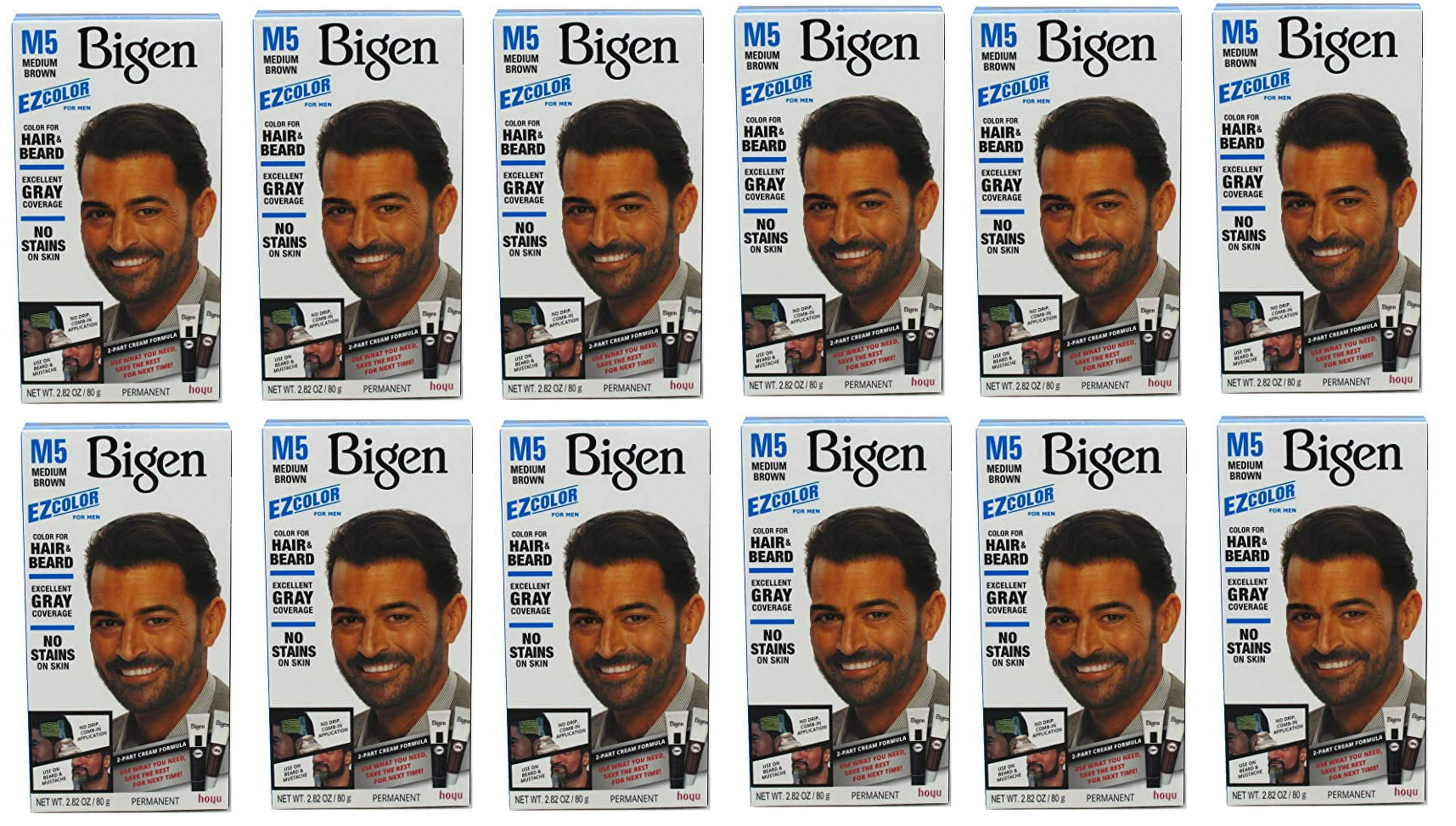 12 Pack Bigen EZ Hair Color (M5) Medium Brown