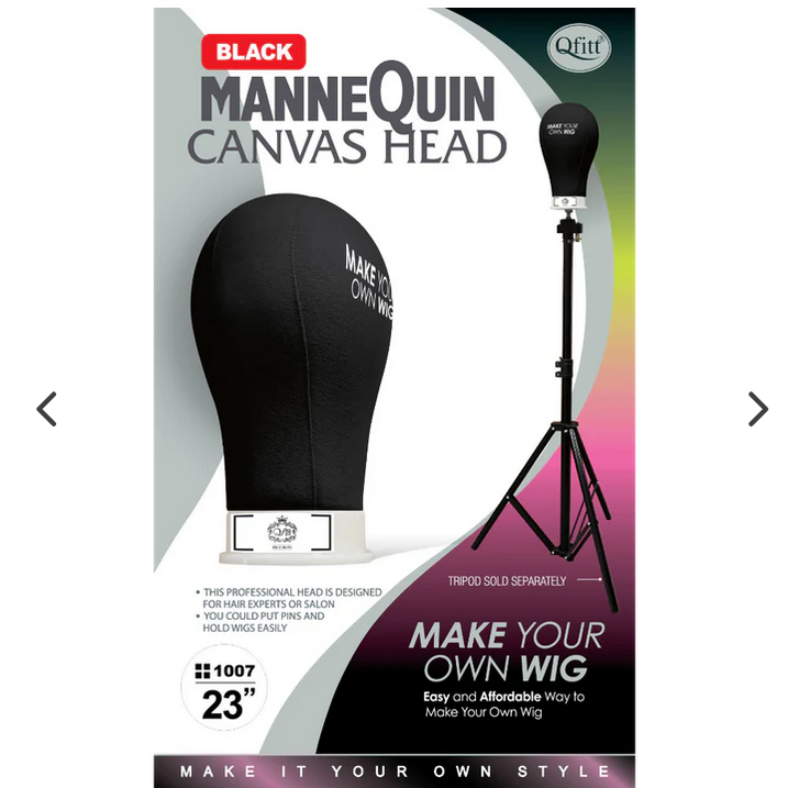 Qfitt Black ManneQuin Canvas Head 23" MM1007