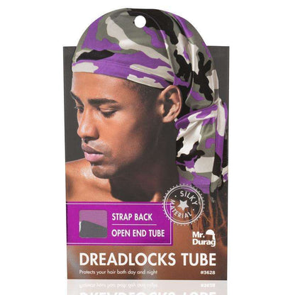 Mr. Durag #3628 Strap Back Dreadlocks Tube Camo Pattern Assorted Colors