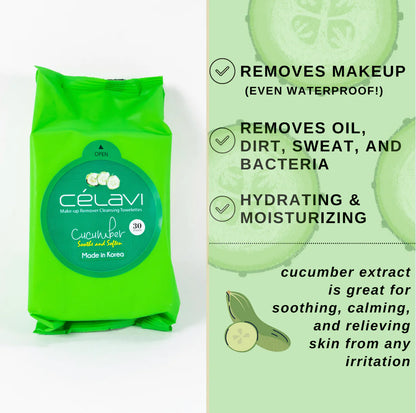 Celavi Make-Up Remover Cleansing Towelettes Cucumber MT004