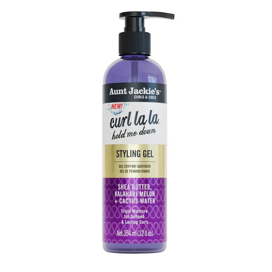 Aunt Jackie's Curls & Coils Curl La La Hold Me Down Styling Gel, Long-Lasting Moisture-Seal Defined Curl Styler 12 oz