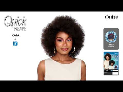 Outre Quick Weave Kaia Synthetic Half Wig - 12 inch Short Afro Kinky Curly Hair