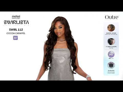 Outre Melted Hairline Swirlista Swirl 112 Glueless HD Lace Front Synthetic Wig - 30 inch Ultra Long Wavy Curly Hair