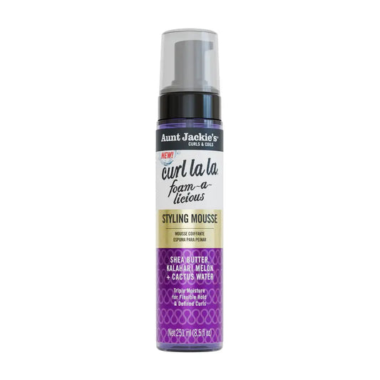 Aunt Jackie's Curls & Coils Curl La La Foam-A-Licious Styling Mousse, Moisture-Rich Frizz-Control Hair Foam 8.5 oz