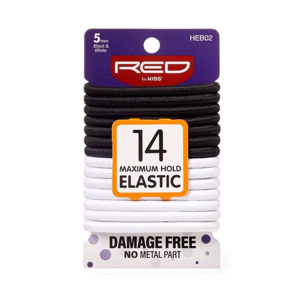 HEB02 RED ELASTIC BAND 14/CT 5MM BLACK & WHITE
