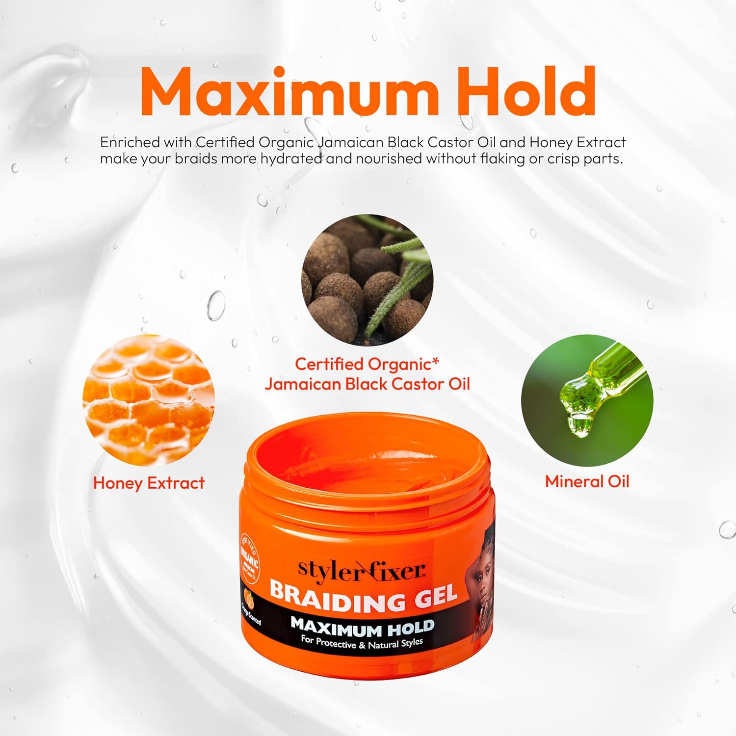 Red Styler Fixer Braiding Gel Maximum Hold 6 oz