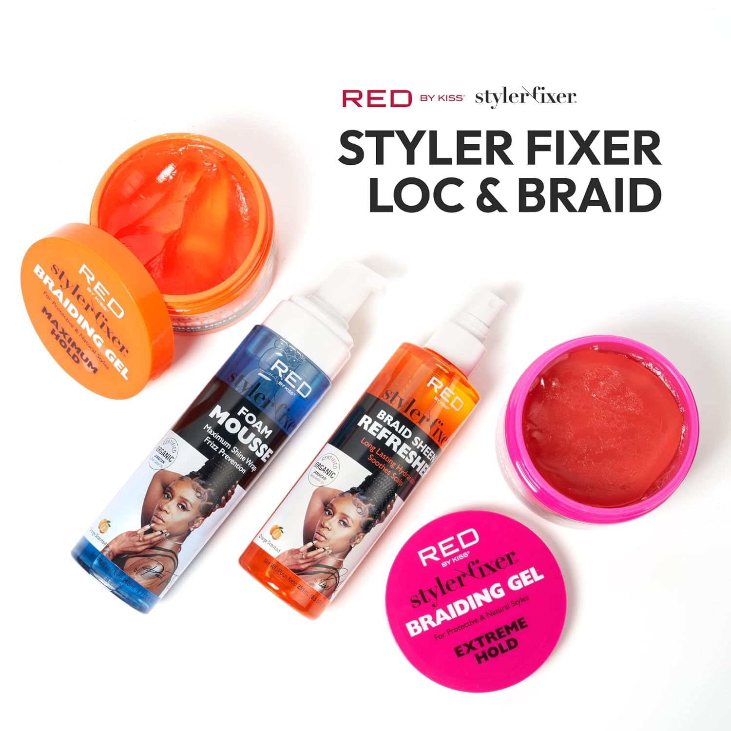 Red Styler Fixer Braiding Gel Maximum Hold 6 oz