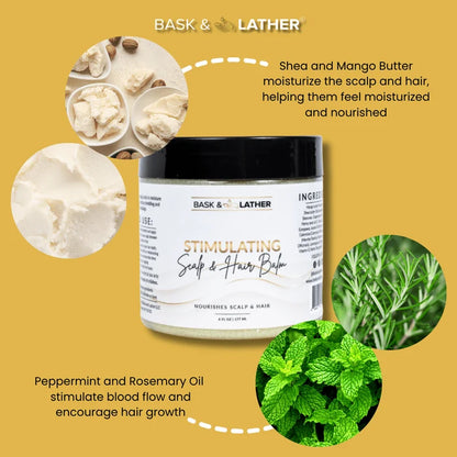 Bask & Lather Stimulating Scalp & Hair Balm 6oz
