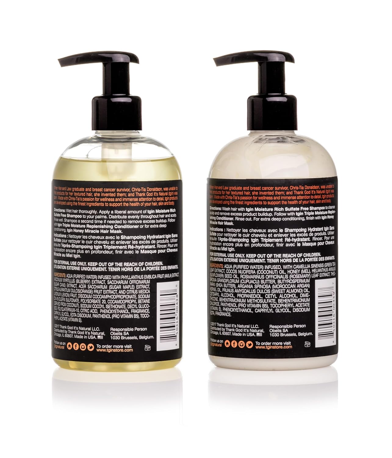 Tgin Moisturizing Shampoo & Conditioner Duo, (Rich Shampoo & Replenish Conditioner) 13 oz (Set)