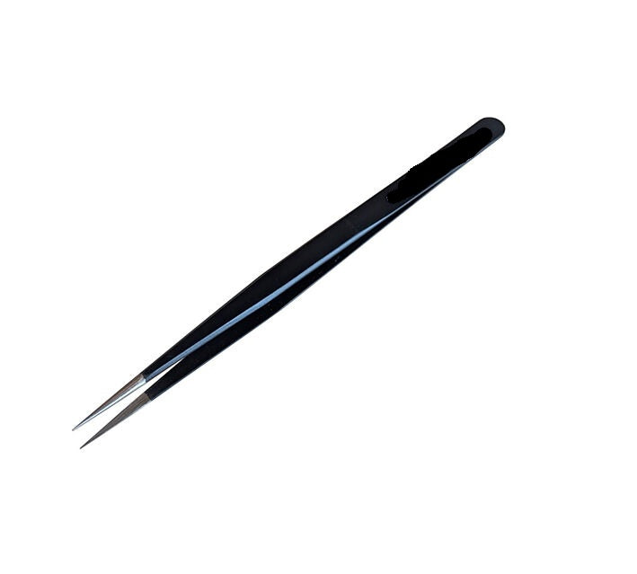 Absolute NTCN12B Point Tweezer Black, Professional High-Precision Stainless Steel Eyelash & Splinter Tweezers