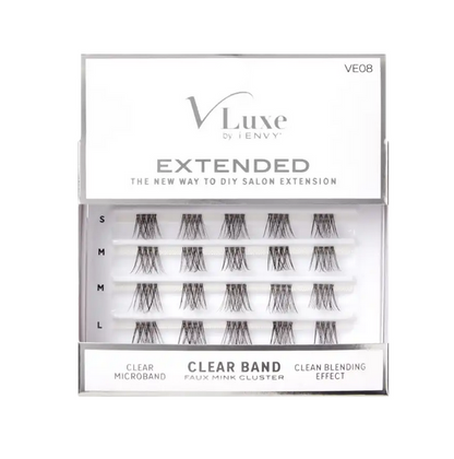 Vluxe Extended Faux Mink Clear Band Cluster Lashes