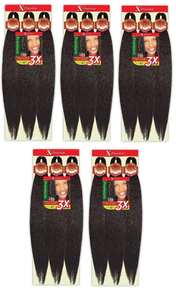 5 PACK X-PRESSION 42" 1B PRE-STRETCHED BRAIDS 3X 42"