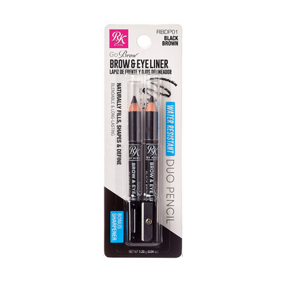 Ruby Kisses Go Brow Water Resistant Duo Pencil 2x Pack -RBDP