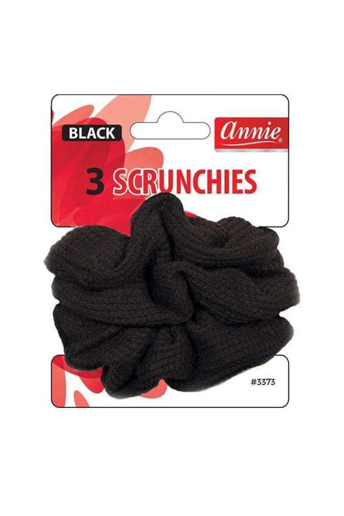 Annie #3373 Black Scrunchies 3 ct