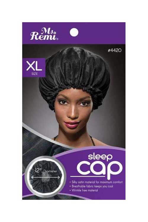 Annie #4420 Ms. Remi Extra Large Satin Sleeping Cap Black