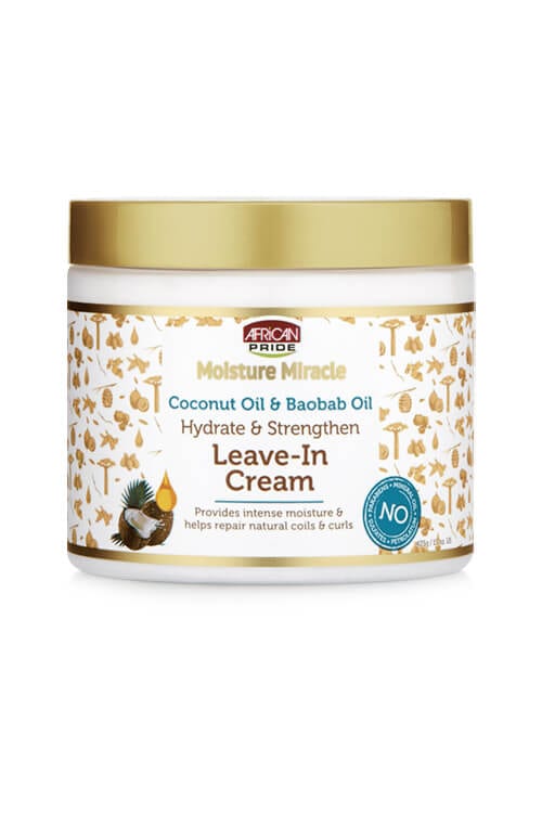 African Pride Moisture Miracle Coconut Oil and Baobab Oil Leave-In Cream 15 oz