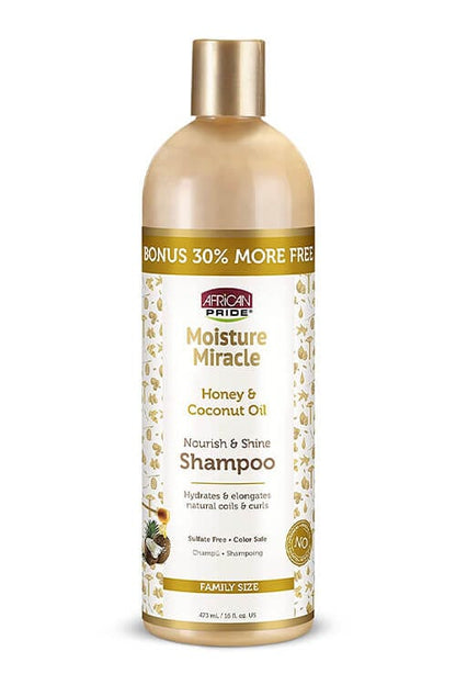 African Pride Moisture Miracle Honey and Coconut Oil Shampoo 16 oz