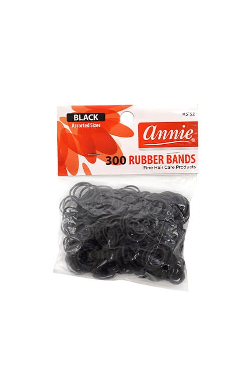 Annie #3152 Rubber Bands Black Assorted Sizes 300 ct