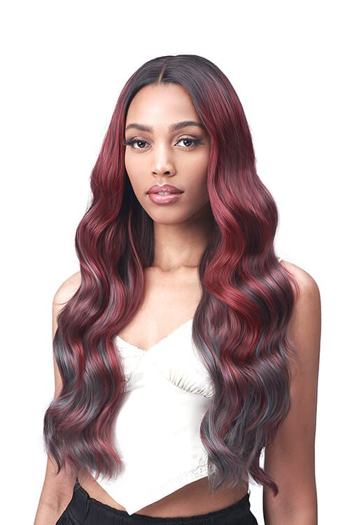 Bobbi Boss Lace Front MLF554 Rosewood Chunky Highlights Premium Synthetic Wig Front