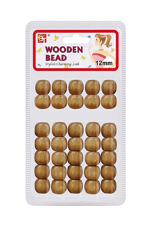 Beauty Town Brown 12mm Wooden Beads - 35 pcs #07544