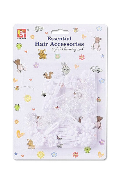Beauty Town Flower Dance Kids Barrettes Clear/White