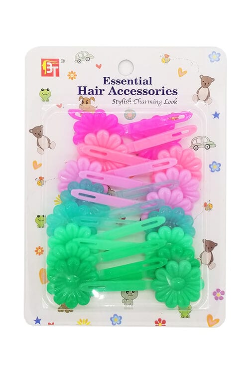 Beauty Town Kids Daisy Barrettes Green And Pink