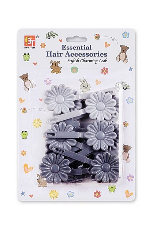 Beauty Town Kids Daisy Barrettes Grey Mix