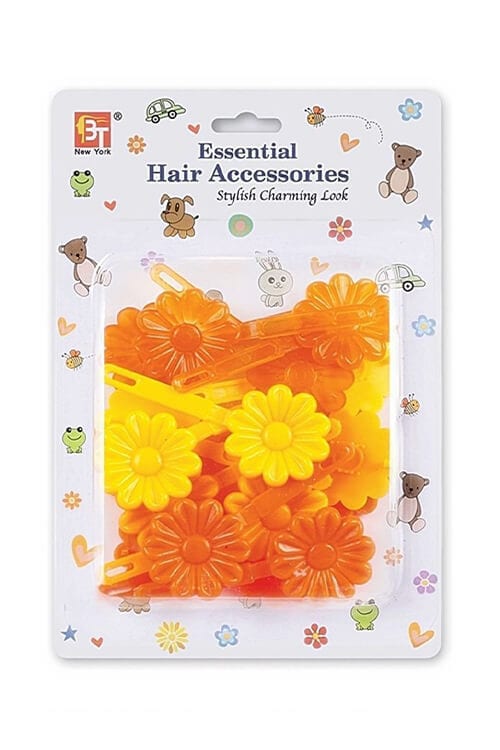 Beauty Town Kids Daisy Barrettes Yellow And Orange