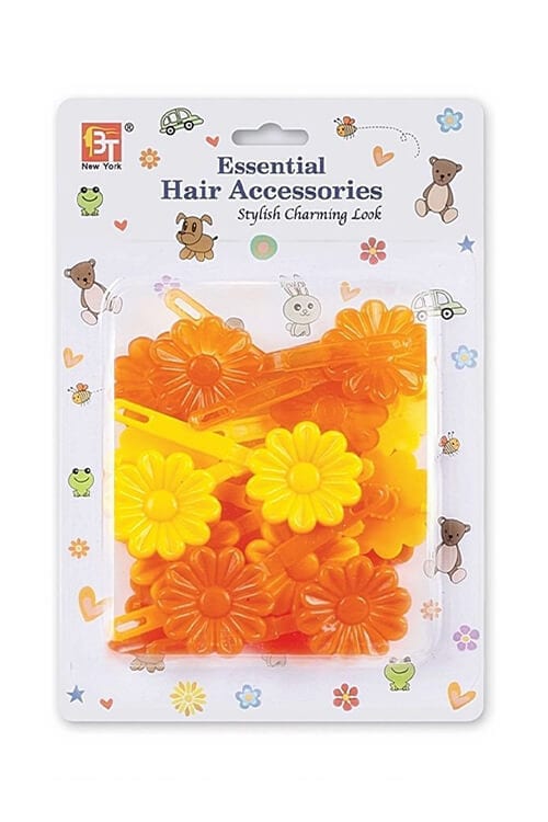 Beauty Town Kids Daisy Barrettes Yellow And Orange