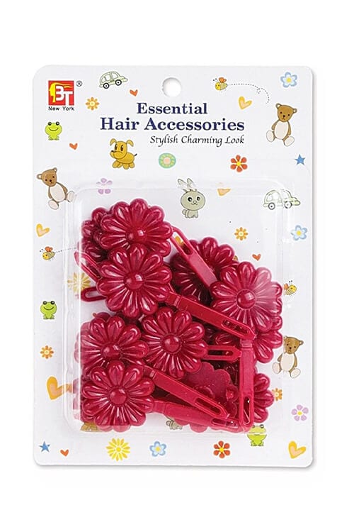 Beauty Town Kids Daisy Barrettes Red