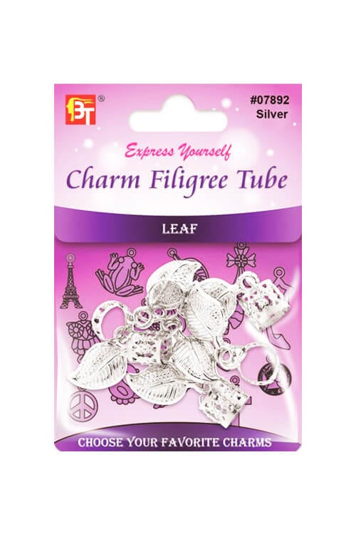 Beauty Town Silver Charm Filigree Tube Leaf #07892
