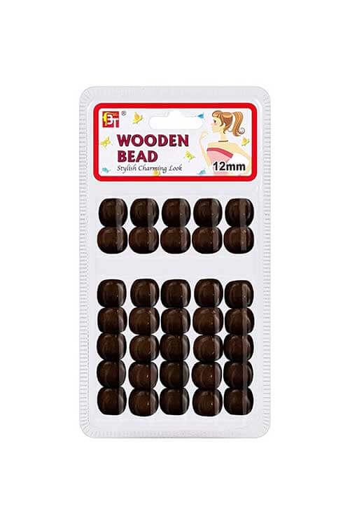 Beauty Town Dark Brown 12mm Wooden Beads – 35 pcs #07545