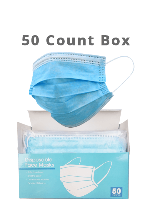 Disposable Face Masks - 50 ct Box