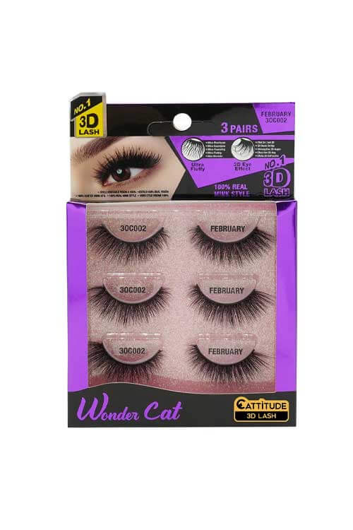 Ebin New York Wonder Cat 3 Pairs Lashes February