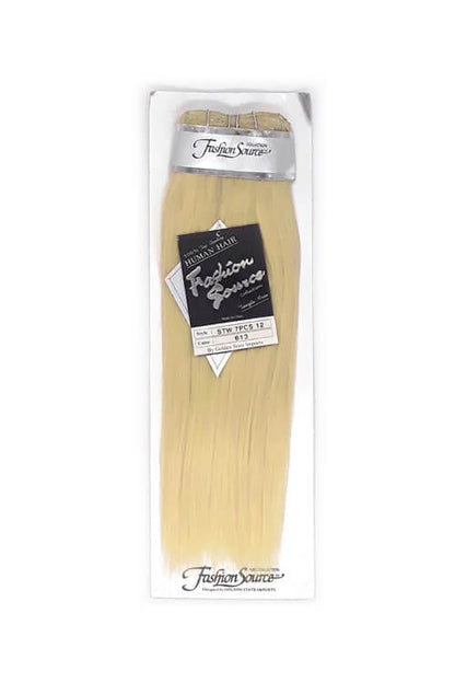 Fashion Source Human Hair 7 Piece Clip-in 12" Extensions