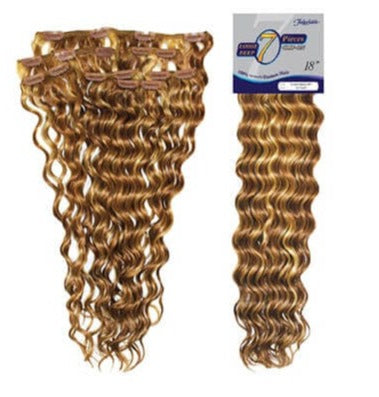 Fashion Source 7PC Loose Deep Wave 18" Human Hair Clip-In Extensions