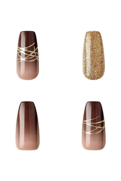 Kiss Gold Finger Gel Glam GD18 Nails Closeup