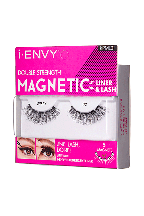 Kiss i-Envy Double Strength Magnetic Lashes KPML01 Wispy Packaging Side