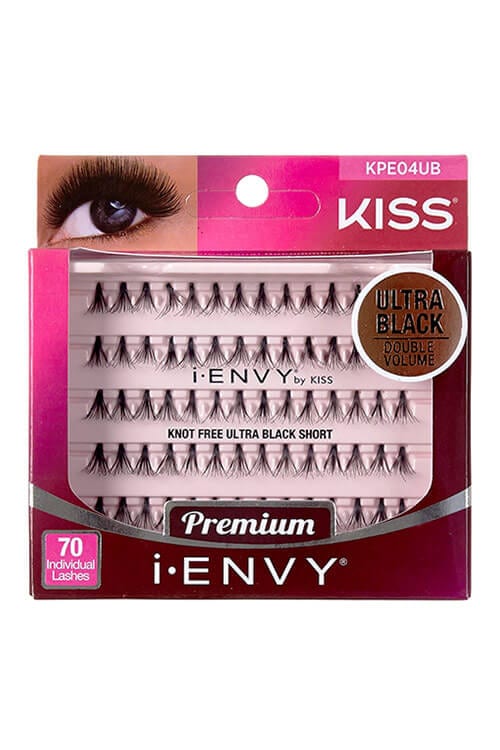 KISS i-Envy KPE04UB Ultra Black Flare Knot-Free Short Lashes Box
