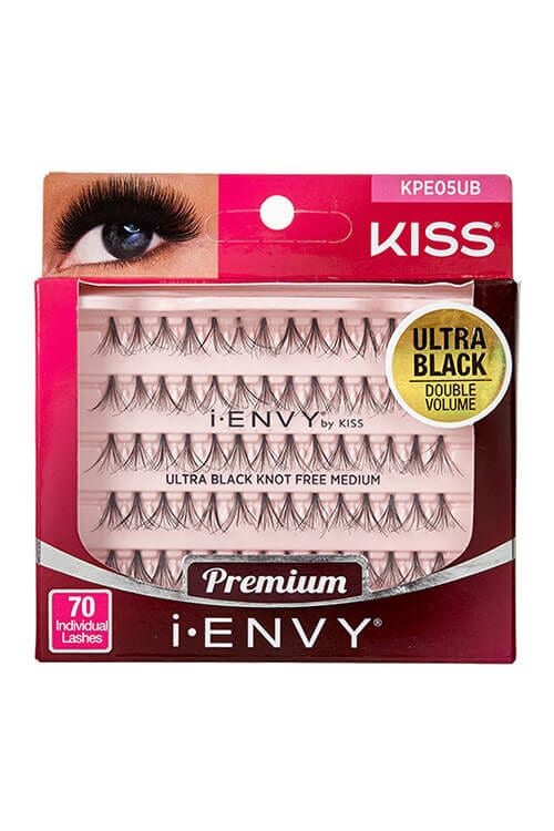 KISS i-Envy KPE05UB Ultra Black Flare Knot-Free Medium Lashes Box