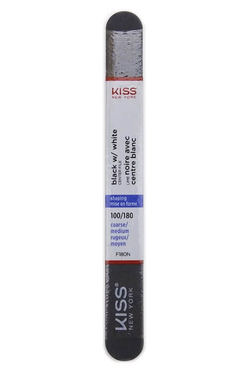 Kiss New York 100/180 Coarse/Medium Black w/ White Nail File - F180N101