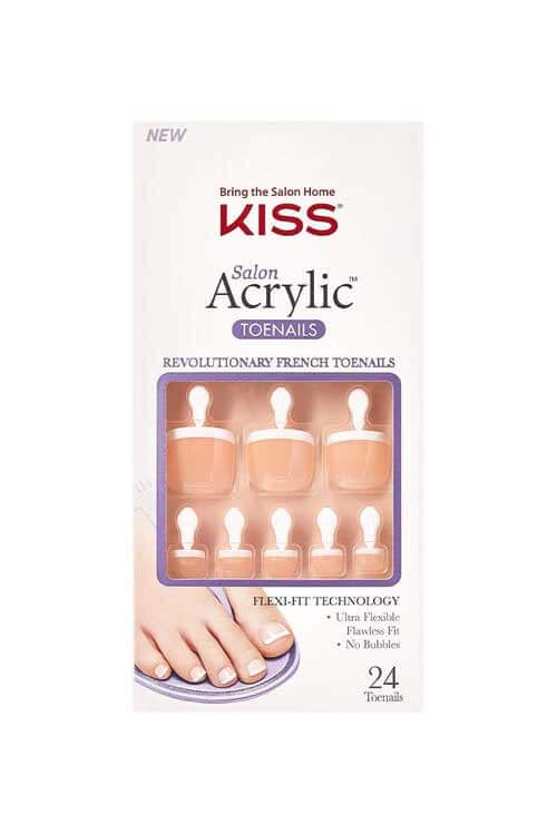 Kiss Salon Acrylic Toenails French Pedicure Kit 24 CT - KSAT01