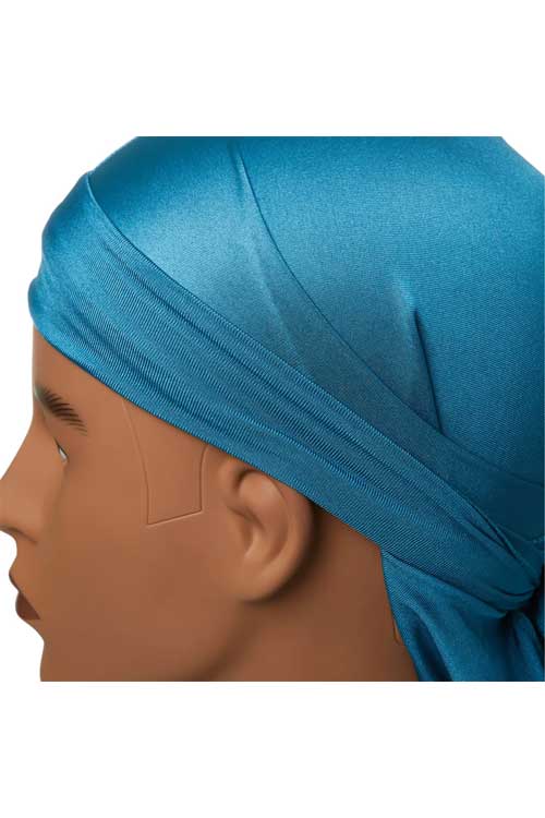 Red Bow Wow X Power Wave Spandex Durag HDUPPS06 Blue Mannequin Head Closeup Side