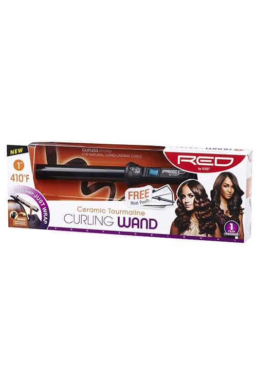 Red by Kiss Ceramic Tourmaline Curling Wand 1 Inch CIW02 Packaging